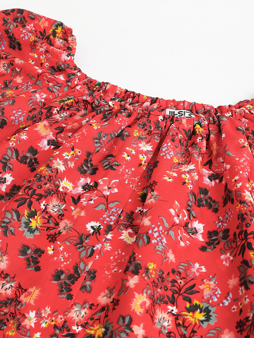 Red Floral A-Line Mini Dress with Puff Sleeves – Summer Casual Boho Style