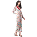 Red Satin Collar Casual Cotton Jump Suit Western Wear Dress