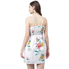 Women's White Floral Printed Sleeveless Mini Dress with Adjustable Straps