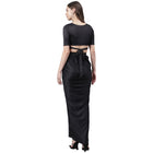 Trymisfit Women's Black Cord Cotton Blend Saree Drape Co-ord Set – Halter Crop Top & Drawstring Skirt | Modern Indo-Western Festive Wear