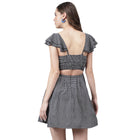Women’s Black & White Houndstooth Mini Dress – Ruffled Sleeves, Chic Casual Dress