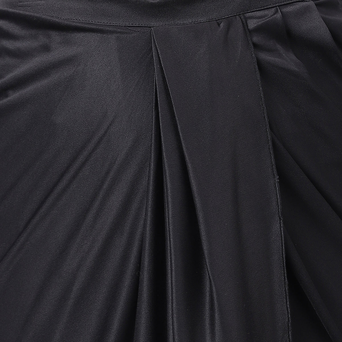 Trymisfit Women's Black Cord Cotton Blend Saree Drape Co-ord Set – Halter Crop Top & Drawstring Skirt | Modern Indo-Western Festive Wear
