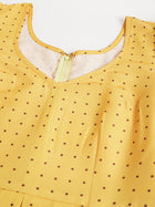 Women's Yellow Polka Dot Mini Dress – Puff Sleeves, Border Print, Summer A-Line Dress