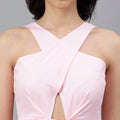 Trymisfit Women's Light Pink Maxi Co-ord Set – Cotton Blend Halter Neck Crop Top & High-Waist Flowy Skirt | Summer Fusion Outfit for Brunch, Beach & Festive Wear