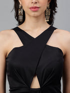 Trymisfit Women's Black Cotton Blend Maxi Co-ord Set – Halter Crop Top & Flowing Maxi Skirt | Elegant Indo-Western Two-Piece Set