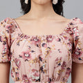 Women's Pink Floral Mini Dress – Open Back Tie-Up, Summer Casual A-Line Sundress