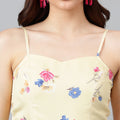 Trymisfit Pink Leaf Print Cut-Out Maxi Dress – Tiered Skirt, Adjustable Straps, Front Knot Detail