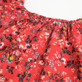 Red Floral A-Line Mini Dress with Puff Sleeves – Summer Casual Boho Style