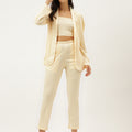 Beige White Cotton Blend Casual Western Wear Co-Ord Set