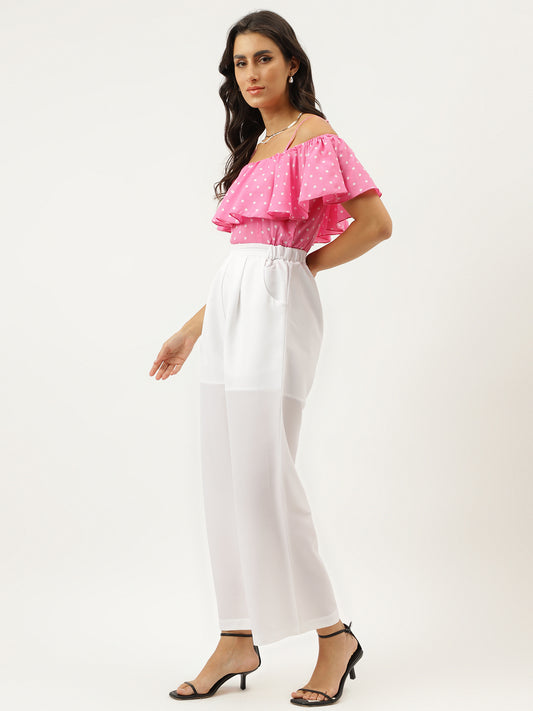 Cotton Top and White Bottom Casual Cotton Jump Suit Western Wear Dress