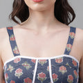Blue Printed Cotton Bland Dress
