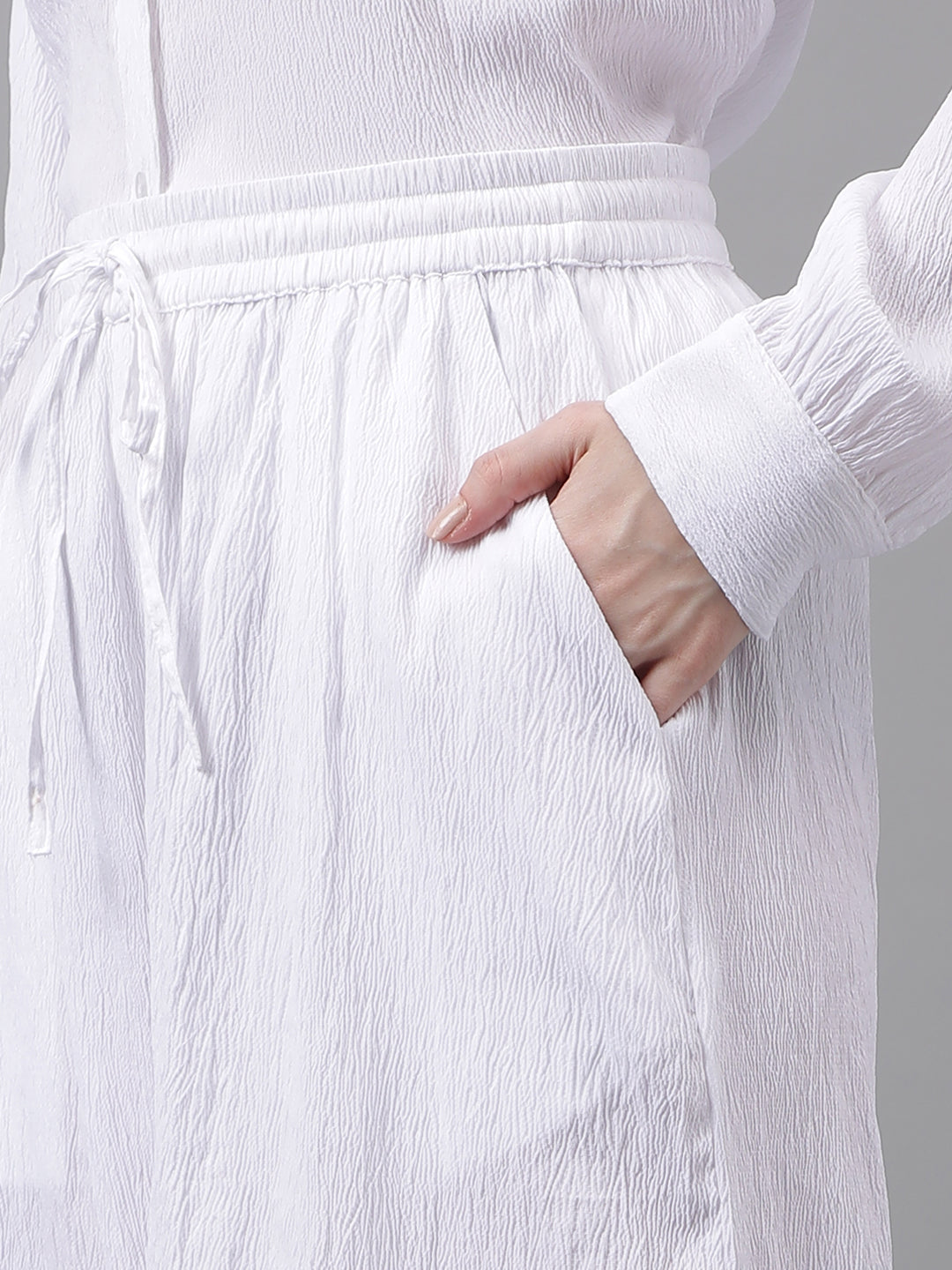 Trymisfit White Co-ord Set for Women – Button-Down Shirt & Wide-Leg Palazzos | Casual Brunch & Summer Wear
