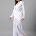 Trymisfit White Co-ord Set for Women – Button-Down Shirt & Wide-Leg Palazzos | Casual Brunch & Summer Wear