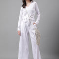 Trymisfit White Co-ord Set for Women – Button-Down Shirt & Wide-Leg Palazzos | Casual Brunch & Summer Wear