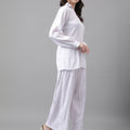 Trymisfit White Co-ord Set for Women – Button-Down Shirt & Wide-Leg Palazzos | Casual Brunch & Summer Wear