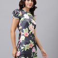 Black Floral Printed Cotton Dress
