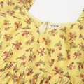 Yellow Floral Sweetheart Neck Mini Dress – Puff Sleeves, Ruffle Hem, A-Line Fit