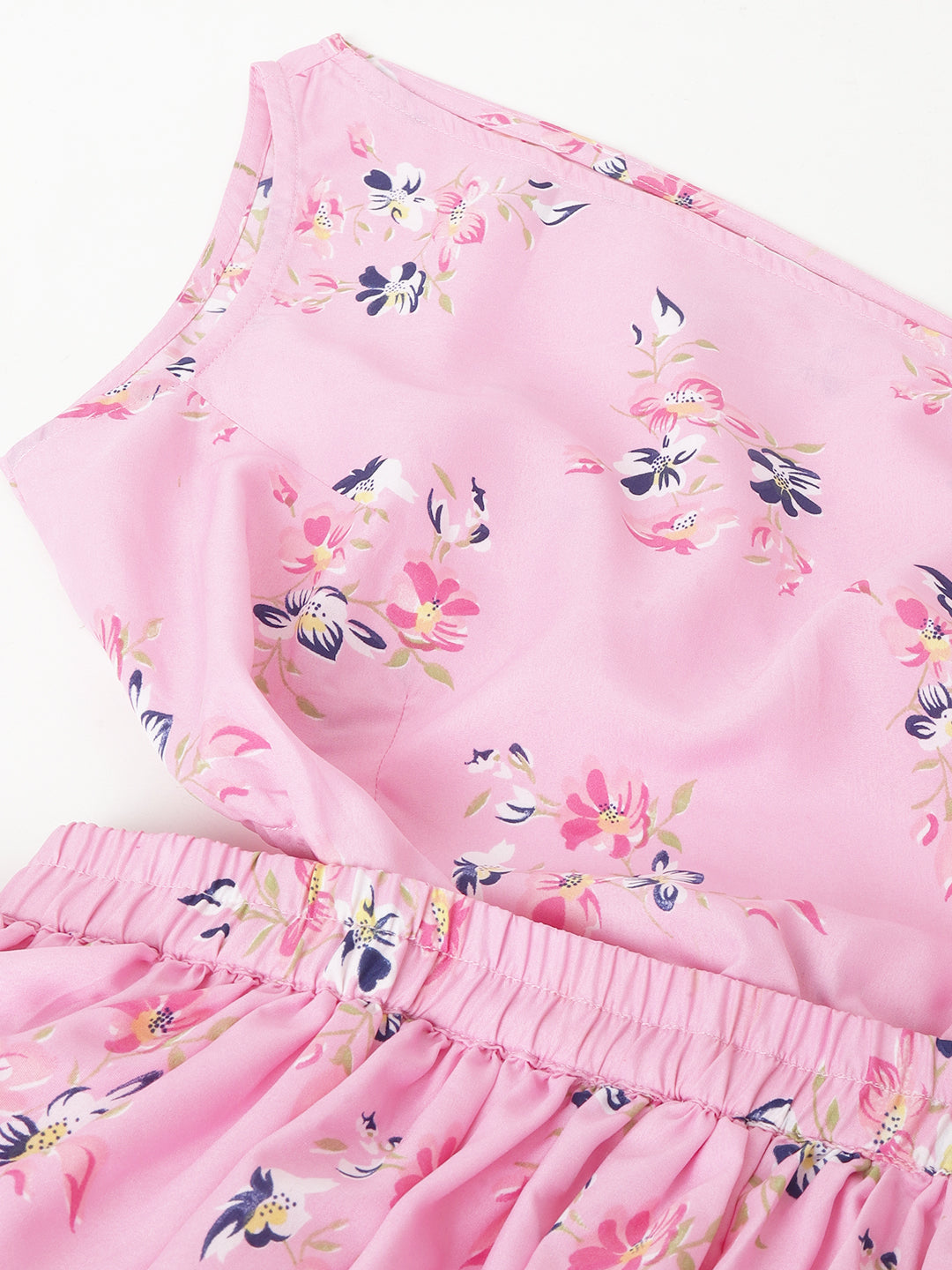 Pink Floral One-Shoulder Mini Dress – Cut-Out Waist, Tiered Ruffle Skirt, Summer Party Dress