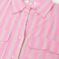Zisfi Women’s Pink Striped Shirt Dress with Front Pockets – Casual Button-Down Tunic for Summer | 3/4 Sleeves, Relaxed Fit