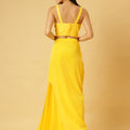 Sunshine Yellow Sequin Crop Top & Draped Skirt Co-ord Set for Women – Party Wear Two-Piece Outfit | Sleeveless, High-Slit Skirt, Festive Ensemble