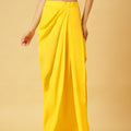 Sunshine Yellow Sequin Crop Top & Draped Skirt Co-ord Set for Women – Party Wear Two-Piece Outfit | Sleeveless, High-Slit Skirt, Festive Ensemble