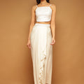 Trymisfit White Sequin Crop Top & Draped Skirt Set for Women – Festive & Party Wear | Sleeveless Co-ord with High Slit