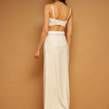 Trymisfit White Sequin Crop Top & Draped Skirt Set for Women – Festive & Party Wear | Sleeveless Co-ord with High Slit
