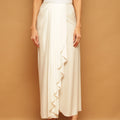 Trymisfit White Sequin Crop Top & Draped Skirt Set for Women – Festive & Party Wear | Sleeveless Co-ord with High Slit