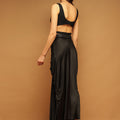 Trymisfit Black Sequin Crop Top & Draped Skirt Co-ord Set for Women – Party & Festive Wear | Sleeveless Designer Two-Piece Outfit