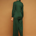 Trymisfit Dark Green Co-ord Set for Women – Button-Down Shirt & Wide-Leg Palazzos | Casual to Semi-Formal Wear