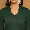 Trymisfit Dark Green Co-ord Set for Women – Button-Down Shirt & Wide-Leg Palazzos | Casual to Semi-Formal Wear