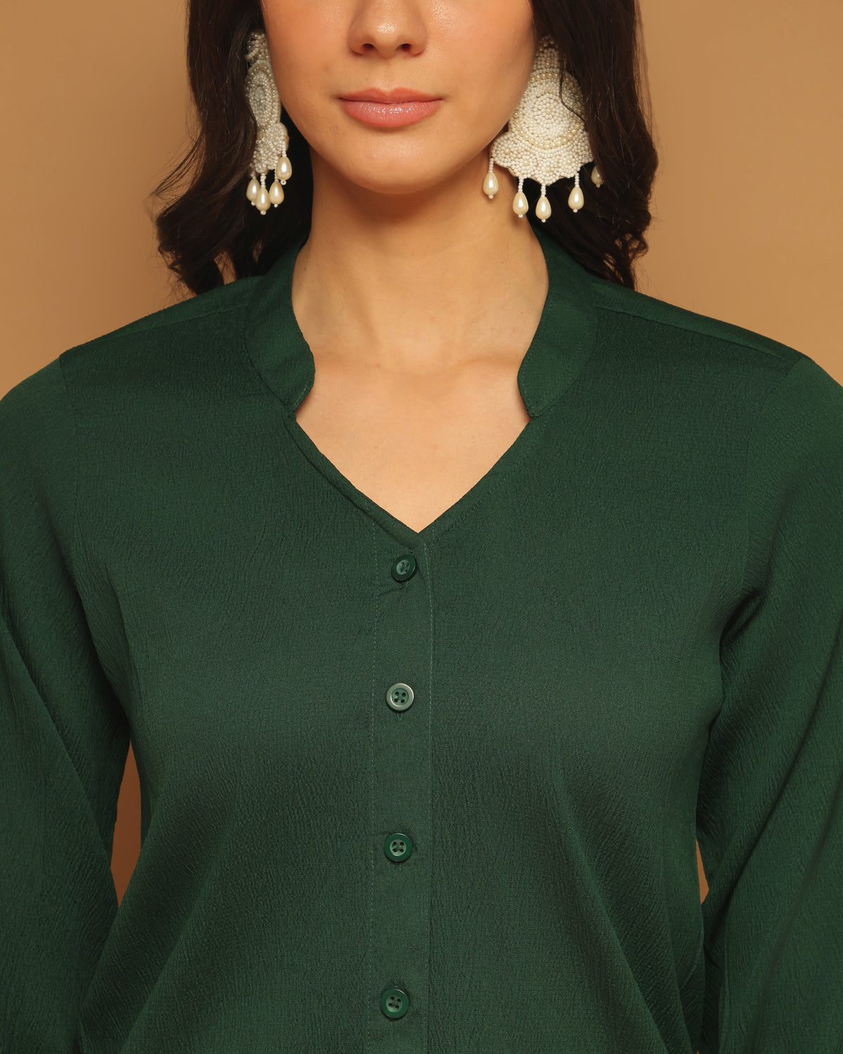 Trymisfit Dark Green Co-ord Set for Women – Button-Down Shirt & Wide-Leg Palazzos | Casual to Semi-Formal Wear