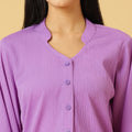 Trymisfit Lilac Co-ord Set for Women – Textured Button-Down Shirt & Wide-Leg Palazzos | Summer Casual & Brunch Outfit