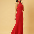 Trymisfit Red Halter Neck Bodycon Maxi Dress for Women – Elegant Evening & Party Wear | Sleeveless Stretch Fit