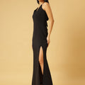 Trymisfit Black Halter Neck Bodycon Maxi Dress for Women – Thigh-High Slit | Elegant Evening & Party Wear