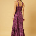 Trymisfit Pink & Purple Abstract Print A-Line Maxi Dress – Square Neck, Wide Straps, Ruffle Hem