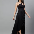Black Cotton Blend Casual Western Wear Dress