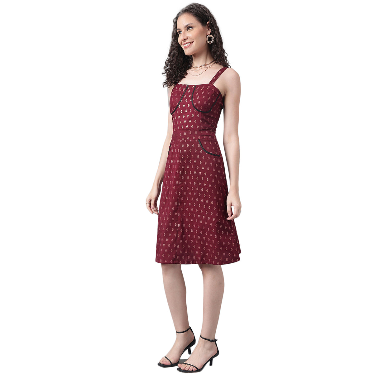 DRSS 0007_Black Bandhani Printed Dress_Cotton Blend image 2