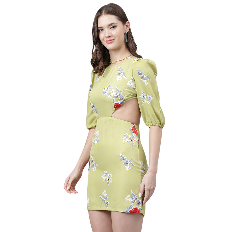 DRSS 0009_Yellow Printed Ruffel Dress_Poly Georgette image 2