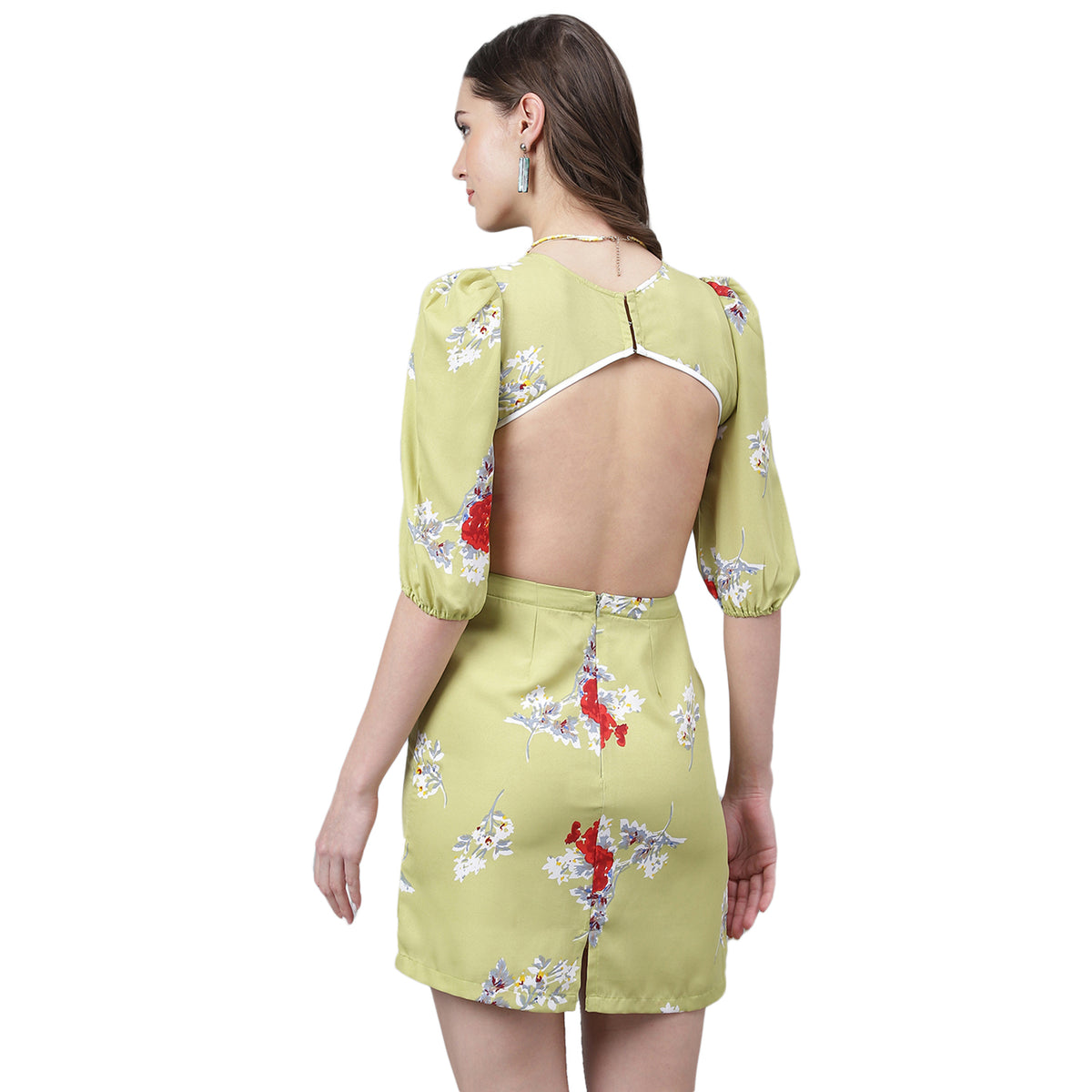 DRSS 0009_Yellow Printed Ruffel Dress_Poly Georgette image 4