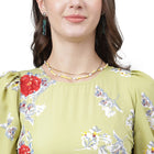 DRSS 0009_Yellow Printed Ruffel Dress_Poly Georgette image 6