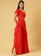 DRSS 0020_Carmine Red Dress_Cotton Blend image 3