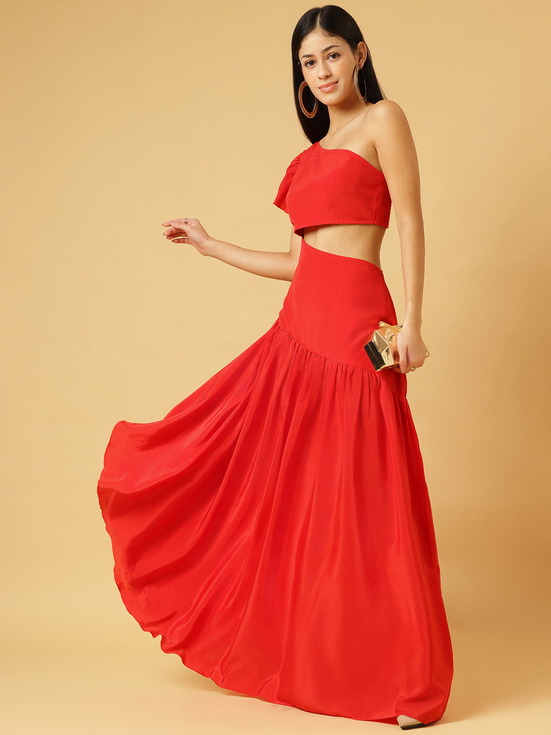 DRSS 0020_Carmine Red Dress_Cotton Blend image 5