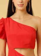 DRSS 0020_Carmine Red Dress_Cotton Blend image 6