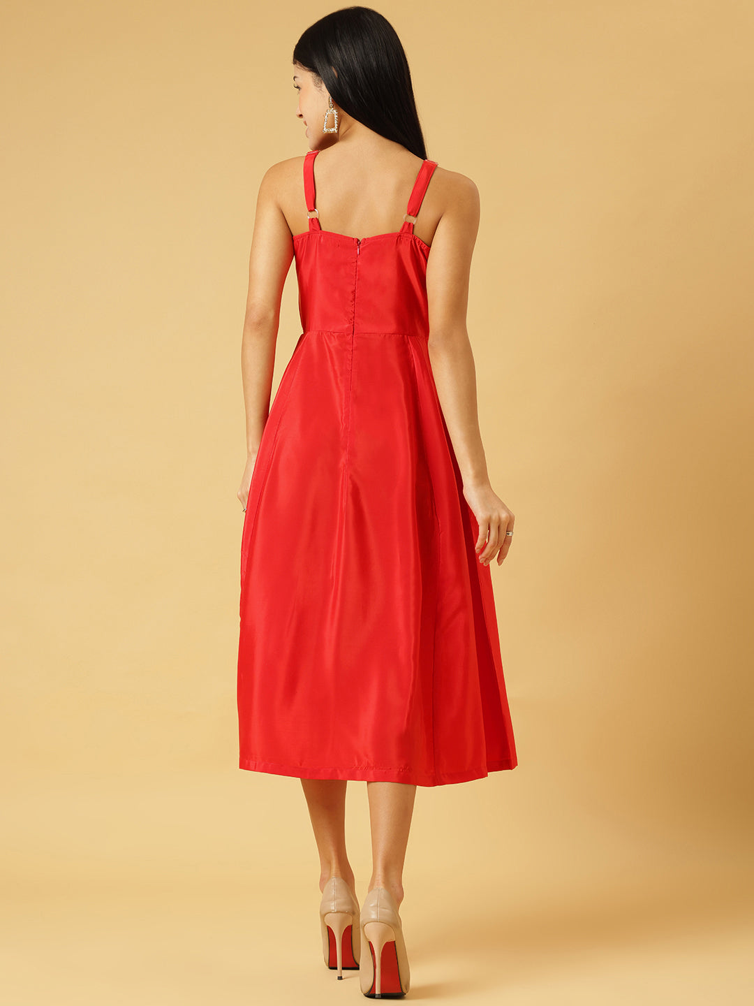 DRSS 0021_Carmine Red Maxi Dress_Cotton Blend image 4