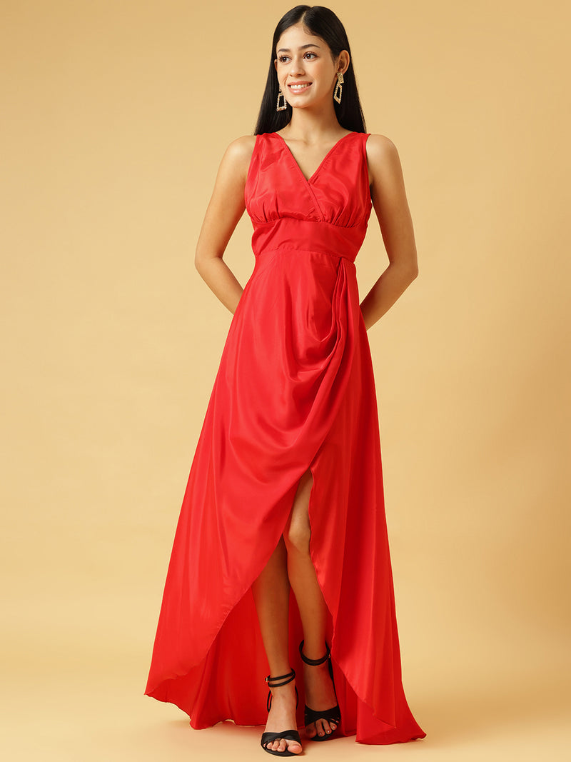 DRSS 0022_Coral Red Dress_Cotton Blend image 1