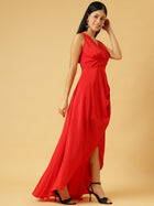 DRSS 0022_Coral Red Dress_Cotton Blend image 3
