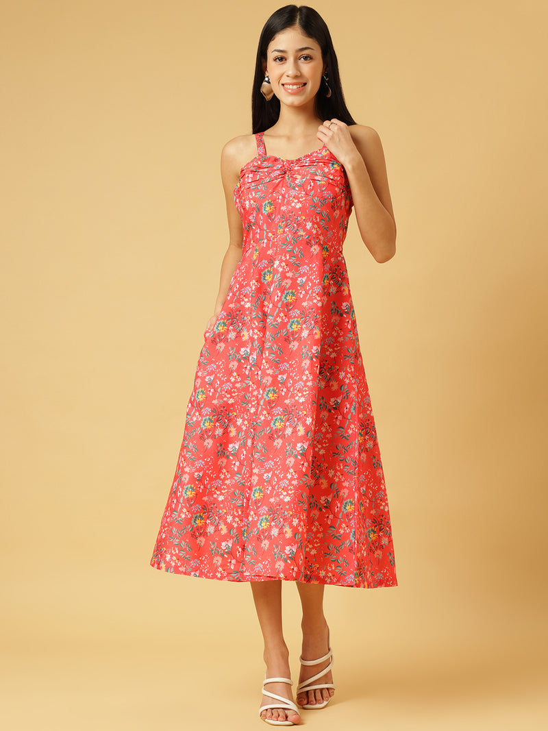 DRSS 0024_Salmon Pink Printed Dress_Cotton Blend image 1