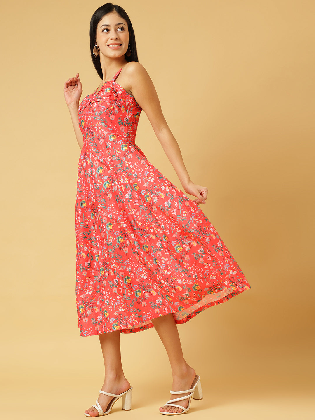 DRSS 0024_Salmon Pink Printed Dress_Cotton Blend image 2
