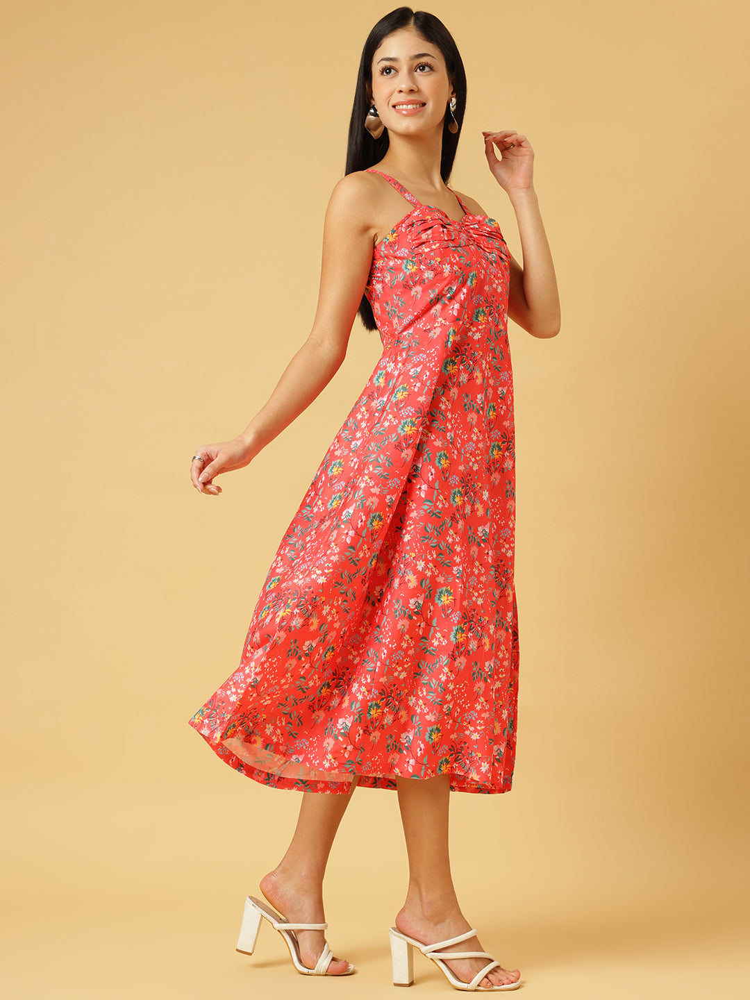 DRSS 0024_Salmon Pink Printed Dress_Cotton Blend image 3